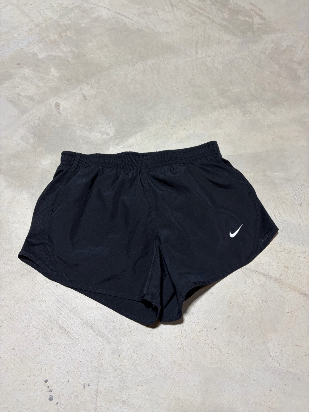 Nike Black Kids Running Shorts with White Swoosh small